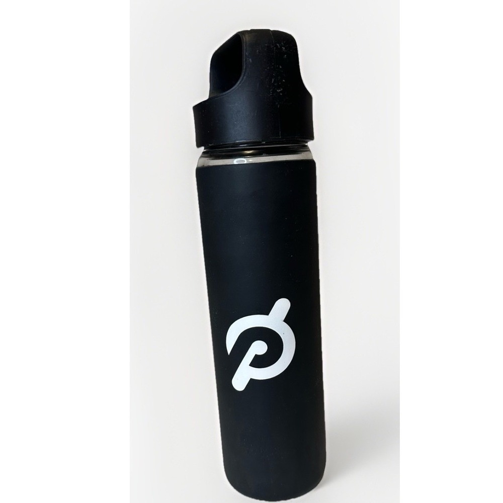 Peloton Glass Water Bottle With Silicone Non-Slip Grip Screw Top Lid